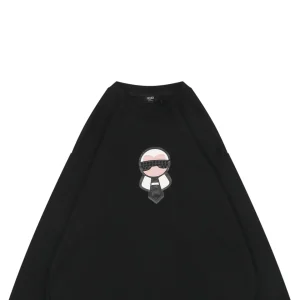 F Karl Lagerfeld Patch Embroidered Crewneck Sweatshirt Black