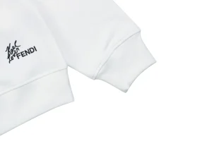 F Karl Lagerfeld Patch Embroidered Crewneck Sweatshirt White Cuff