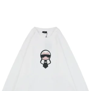 F Karl Lagerfeld Patch Embroidered Crewneck Sweatshirt White