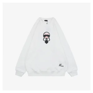 F Karl Lagerfeld Patch Embroidered Crewneck Sweatshirt White Front view