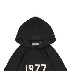 Fear Of God Essentials 1977 Flocked Hoodie Knit Sweater Black
