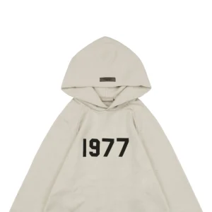 Fear Of God Essentials 1977 Flocked Hoodie Knit Sweater Beige