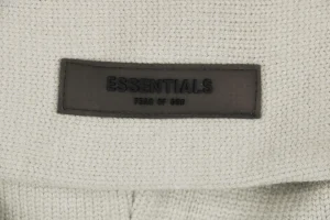 Fear Of God Essentials 1977 Flocked Hoodie Knit Sweater Beige Brand label