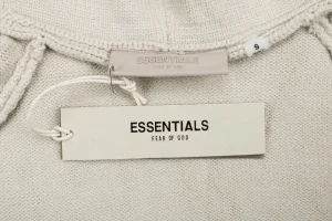 Fear Of God Essentials 1977 Flocked Hoodie Knit Sweater Beige Brand label