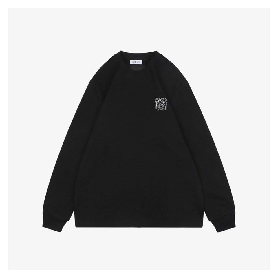 L Anagram Embroidered Cotton Sweatshirt Black Front view