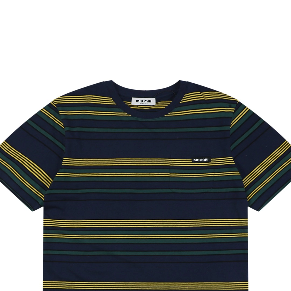 Miu Miu Automne Yellow & Green Striped T-Shirt5.jpeg