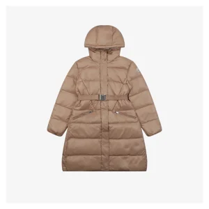 Moncler Bellevue Belted Hooded Down Coat #MT-2009 Brown Front view