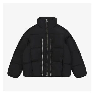 Mxxcler Jayel Triple-Zip Down Jacket Black Front view