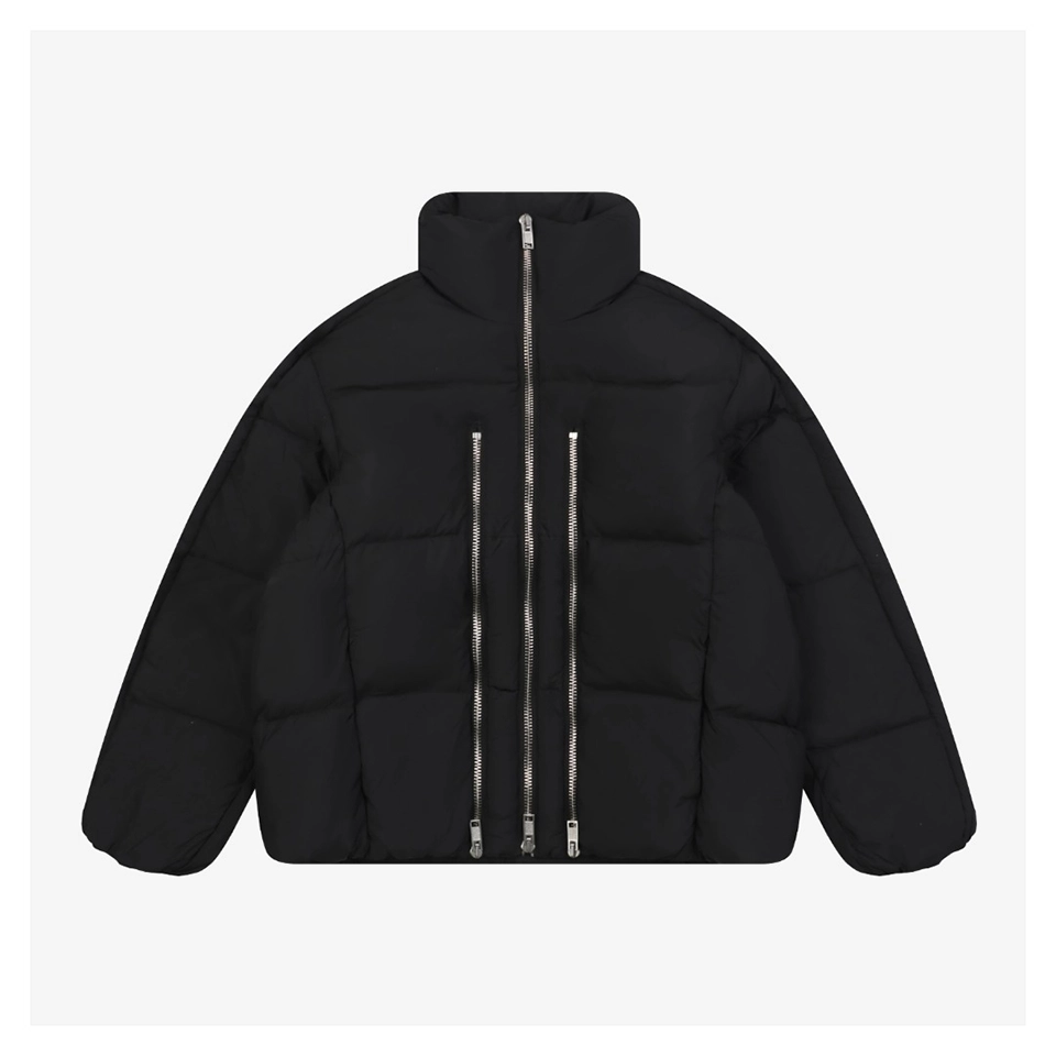 Mxxcler Jayel Triple-Zip Down Jacket Black Front view