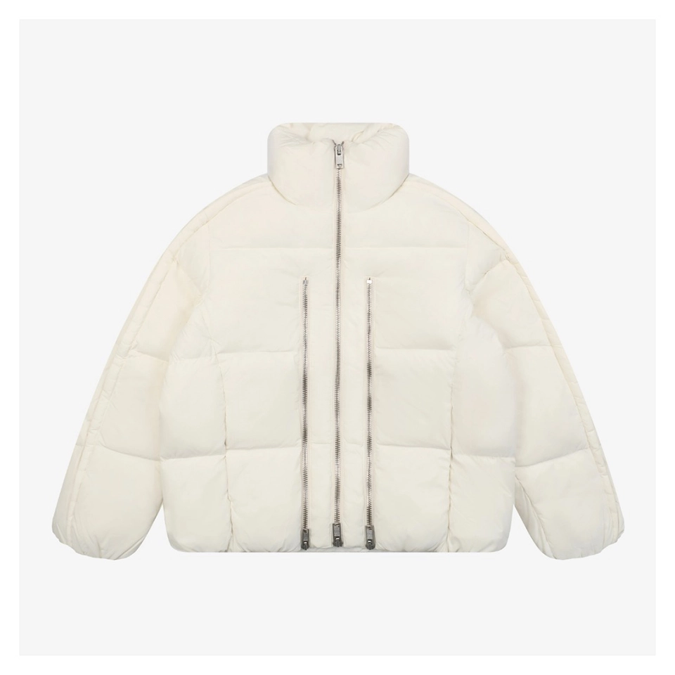 Mxxcler Jayel Triple-Zip Down Jacket White Front view
