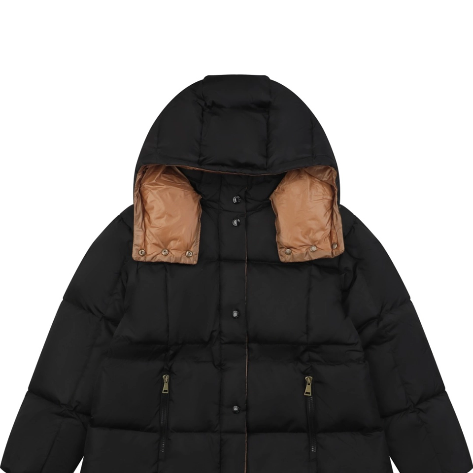 Mxxcler Agneux Cinched-Waist Hooded Down Jacket Black