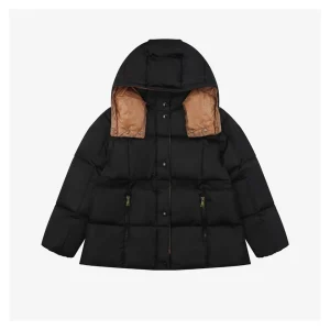 Mxxcler Agneux Cinched-Waist Hooded Down Jacket Black Front view