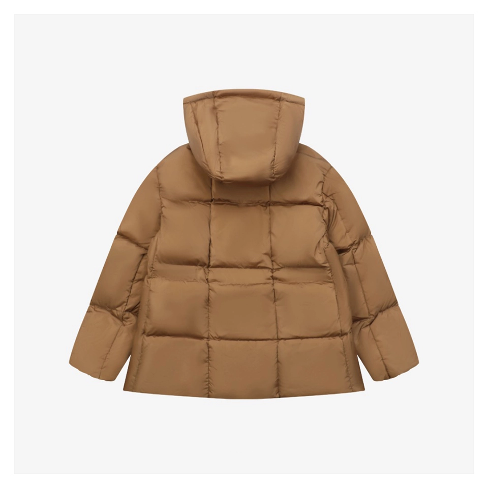 Mxxcler Agneux Cinched-Waist Hooded Down Jacket Brown Back view