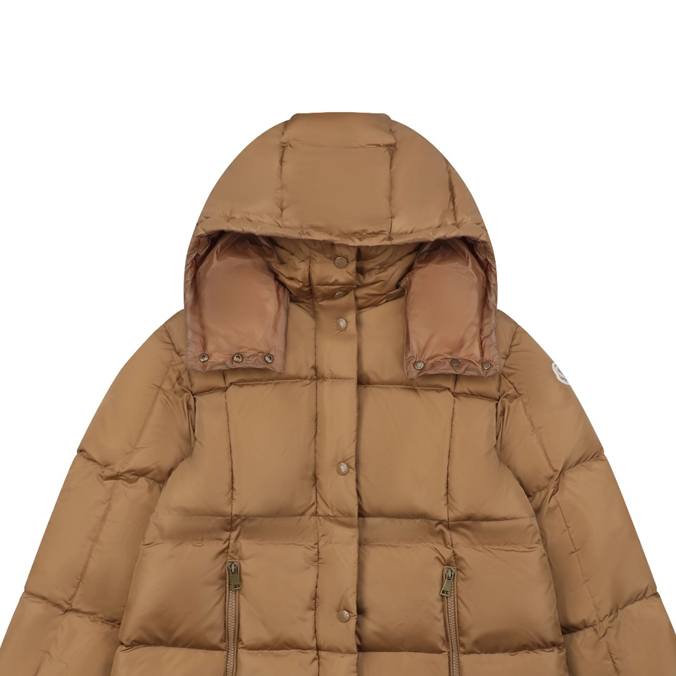 Mxxcler Agneux Cinched-Waist Hooded Down Jacket Brown