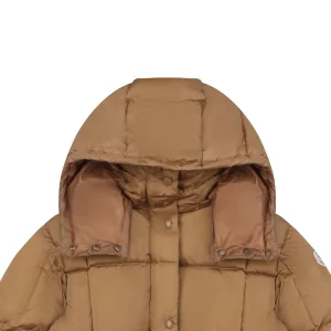 Mxxcler Agneux Cinched-Waist Hooded Down Jacket Brown