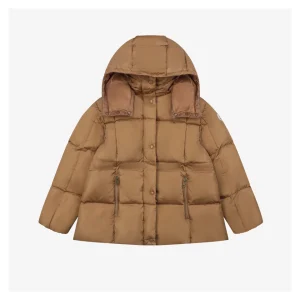 Mxxcler Agneux Cinched-Waist Hooded Down Jacket Brown Front view