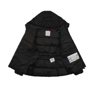 Mxxcler Avoce Cinched-Waist Hooded Down Jacket #MX-006 Black Lining