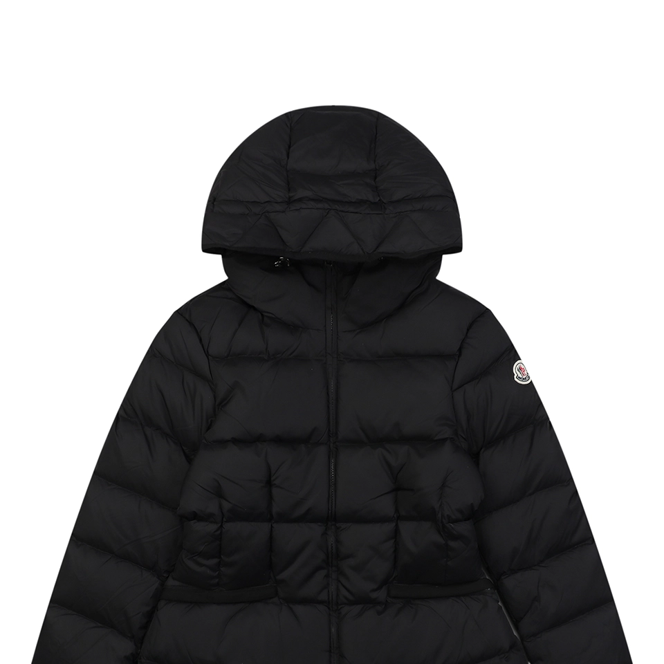 Mxxcler Avoce Cinched-Waist Hooded Down Jacket #MX-006 Black