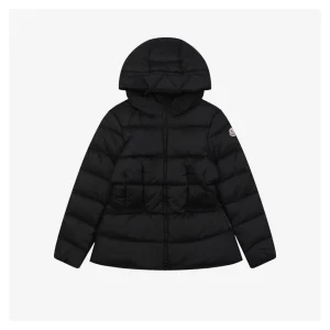 Mxxcler Avoce Cinched-Waist Hooded Down Jacket #MX-006 Black Front view