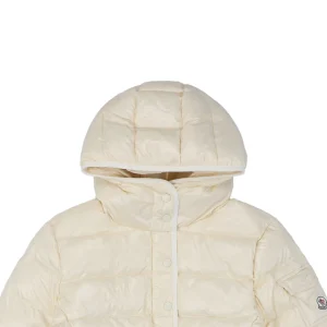 Mxxcler Barante Glossy Cinched-Waist Hooded Down Jacket #MX-005 White