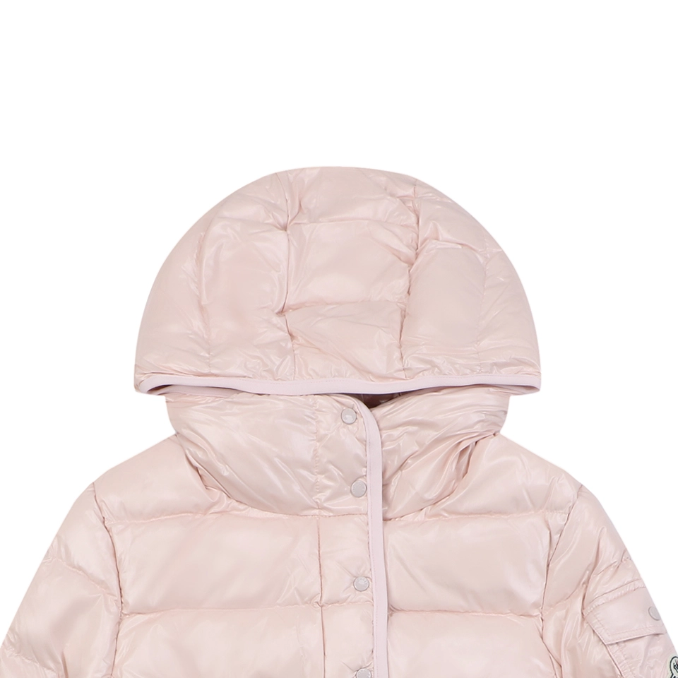 Mxxcler Barante Glossy Cinched-Waist Hooded Down Jacket #MX-005 Pink