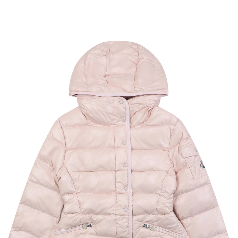 Mxxcler Barante Glossy Cinched-Waist Hooded Down Jacket #MX-005 Pink