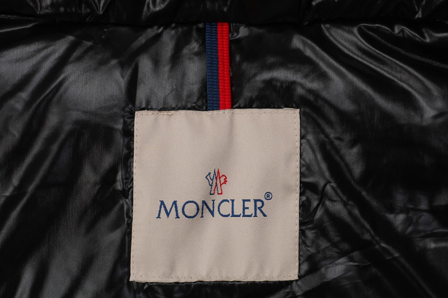 Mxxcler Barante Glossy Cinched-Waist Hooded Down Jacket #MX-005 Black Brand label