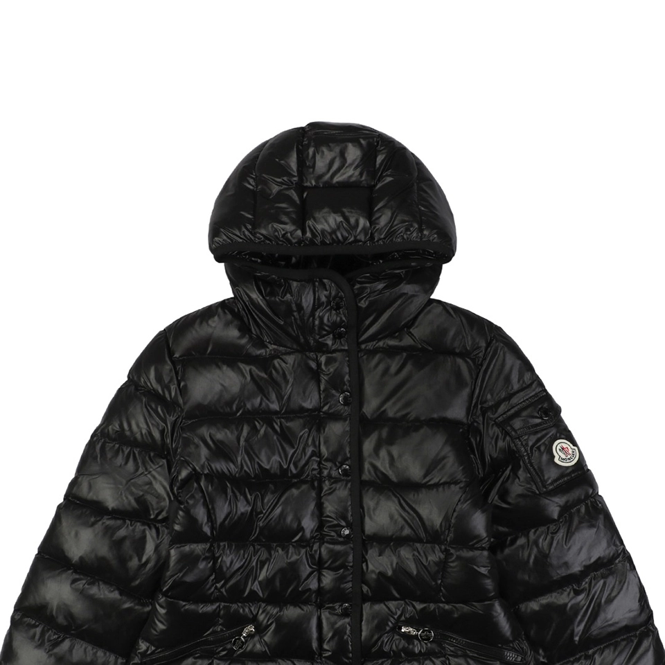 Mxxcler Barante Glossy Cinched-Waist Hooded Down Jacket #MX-005 Black