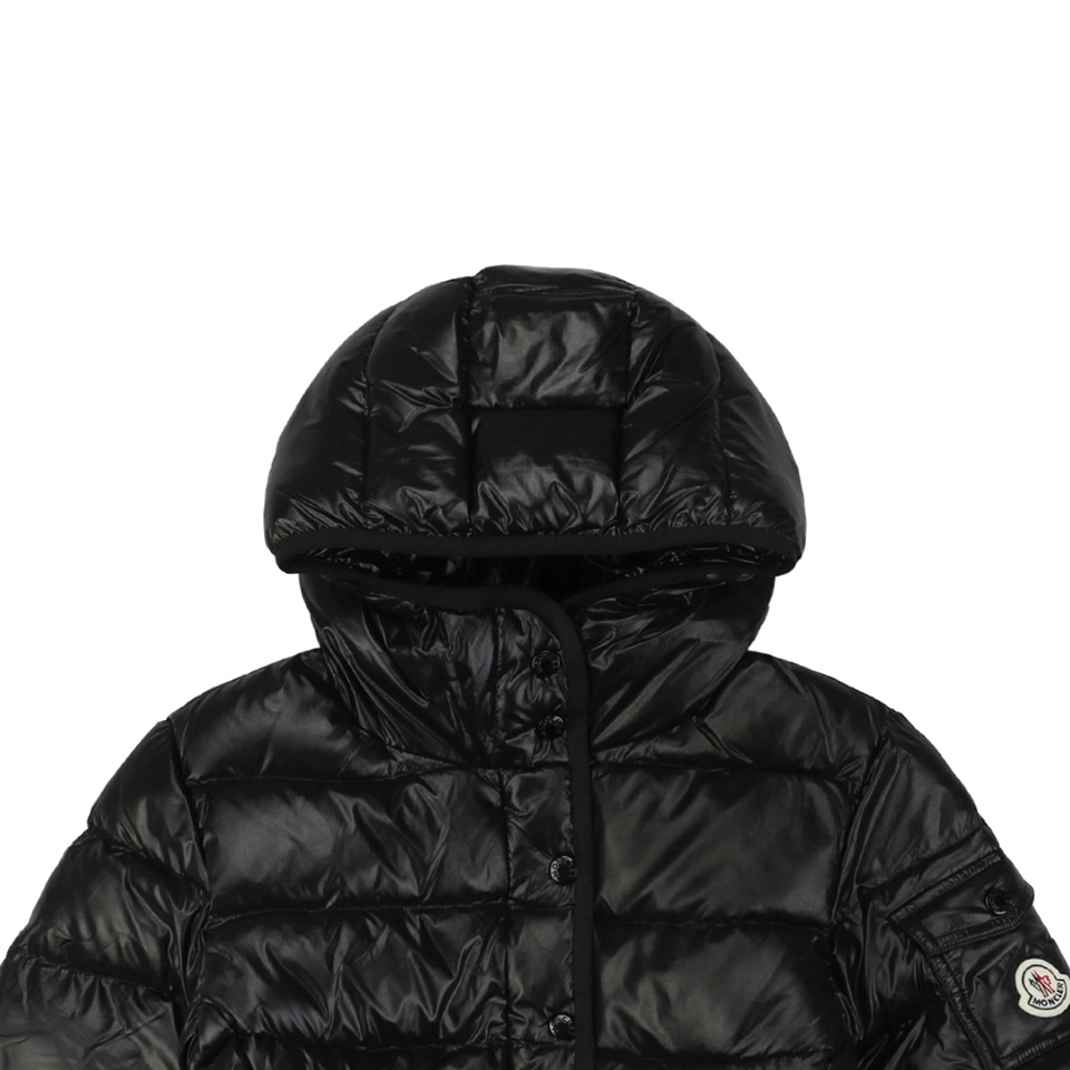Mxxcler Barante Glossy Cinched-Waist Hooded Down Jacket #MX-005 Black