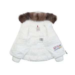 Mxxcler Boed Fur-Trim Belted Hooded Down Jacket #MX-016 White Lining