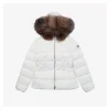Mxxcler Boed Fur-Trim Belted Hooded Down Jacket #MX-016 (White/Black)