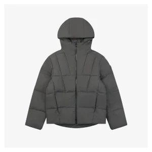 Mxxcler Fusain Short Down Puffer Jacket Grey Front view