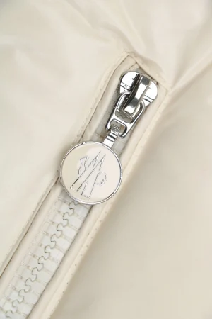 Mxxcler Glareins Woven-Trim Hooded Down Jacket #MS-598 White Zipper puller