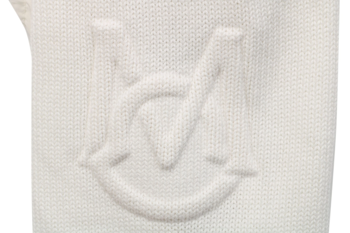 Mxxcler Knit Sleeve Down with Logo Patch Jacket White