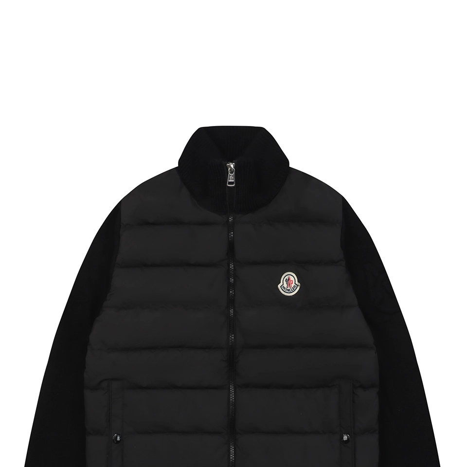 Mxxcler Knit Sleeve Down with Logo Patch Jacket Black