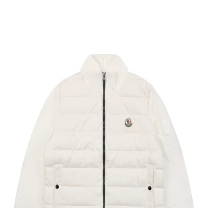 Mxxcler Knit Sleeve Down with Logo Patch Jacket White