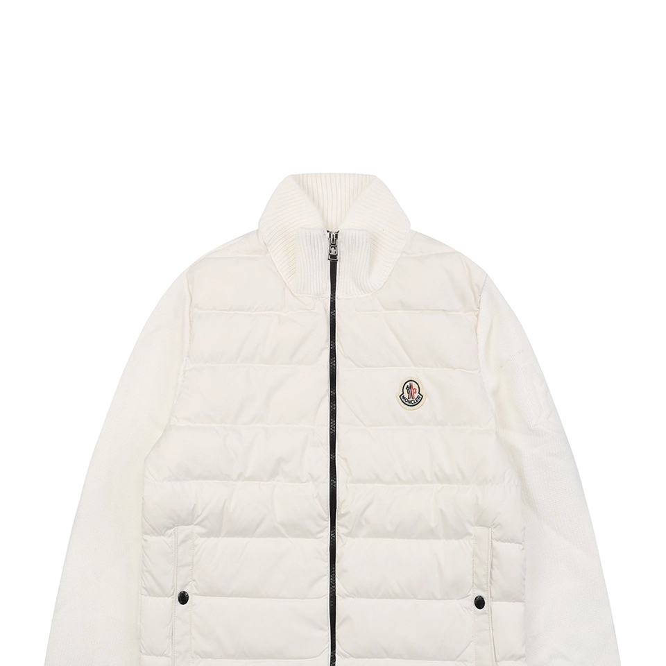 Mxxcler Knit Sleeve Down with Logo Patch Jacket White