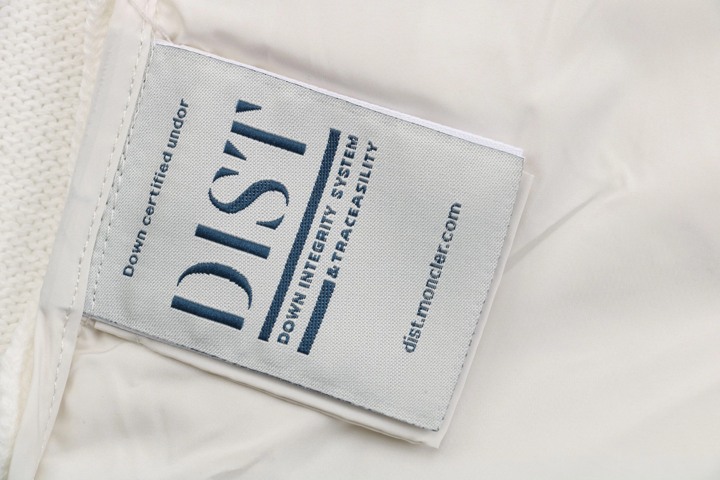 Mxxcler Knit Sleeve Down with Logo Patch Jacket White Wash label