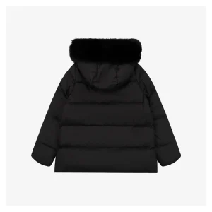 Mxxcler Laichefur Fur-Trim Hooded Down Jacket #MX-31 Black Back view