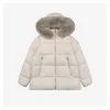 Mxxcler Laichefur Fur-Trim Hooded Down Jacket #MX-31 (White/Black)