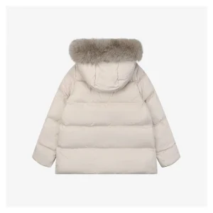 Mxxcler Laichefur Fur-Trim Hooded Down Jacket #MX-31 White Back view