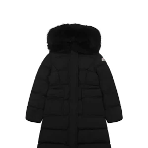 Mxxcler Long Hooded Down with Fur Trim Jacket Black