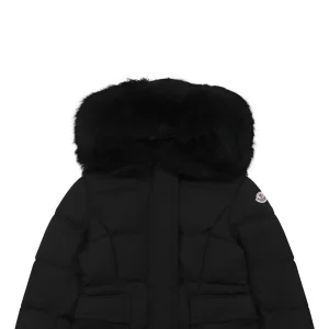Mxxcler Long Hooded Down with Fur Trim Jacket Black