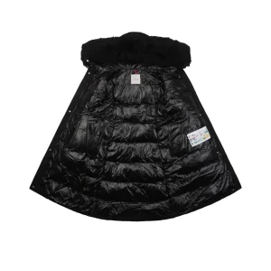 Mxxcler Long Hooded Down with Fur Trim Jacket Black Lining