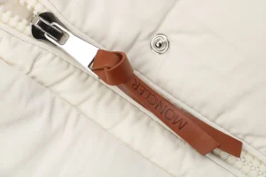 Mxxcler Long Hooded Down with Fur Trim Jacket White Zipper puller