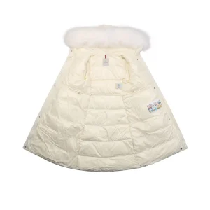 Mxxcler Long Hooded Down with Fur Trim Jacket White Lining