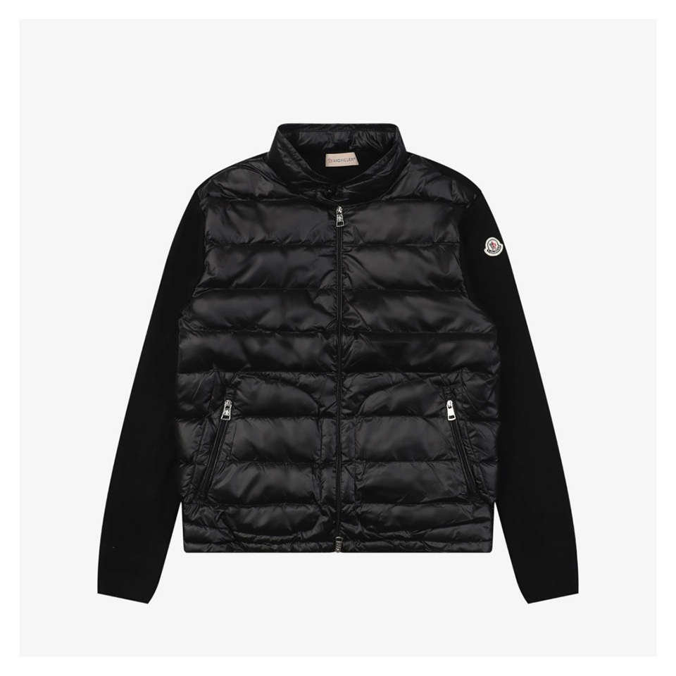 Mxxcler Quilted Pocket Mixed-Fabric Down Jacket #MS-934 Front view
