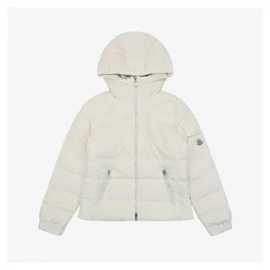 Mxxcler Yvoire Velvet Hooded Down Jacket #509 White Front view