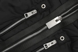 Mxxcler x 1017 ALYX 9SM Triple-Zip Hooded Down Jacket Black Zipper puller