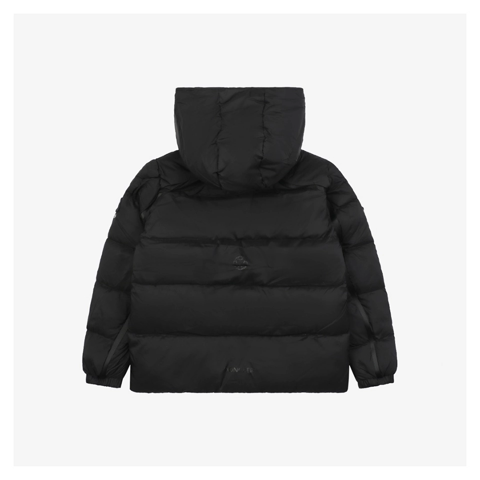 Mxxcler x 1017 ALYX 9SM Triple-Zip Hooded Down Jacket Black back view